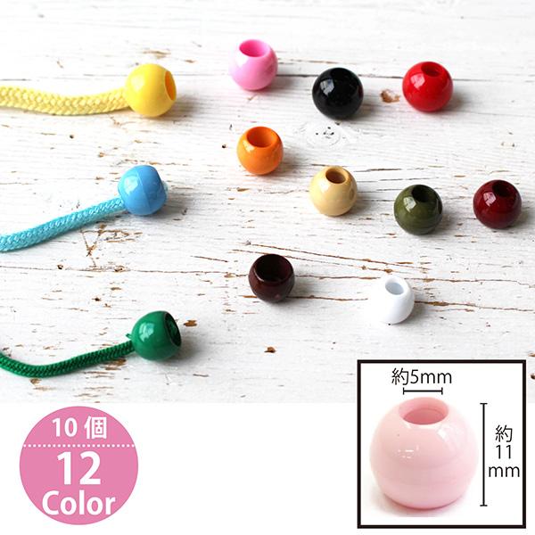 サイズ: 外径W13xH11cm・上穴Ф5mm 下穴Ф9mm素材: プラスチック樹脂入り数: 10個ひもの結び目を隠すためのパーツです。巾着袋等によく使用されています。※DY200 アクリルコード 約5mmと合わせてご使用いただけます