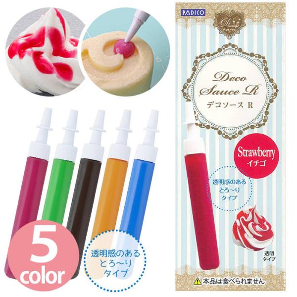 透明感のあるとろ〜りタイプのスイーツクラフト専用ソースです。シリコーンクリームなどにかけても流れ出さず、きれいにデコできます。乾くと、フルーツソースのような透明感のある仕上がりになります。パッケージサイズ：W55mm×H178mm容量：10...