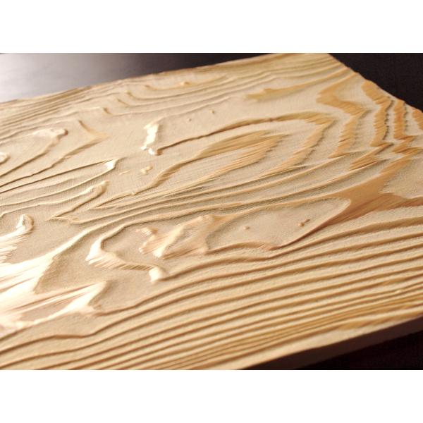 銘木秋田杉　浮造り仕上げ　絵画用板材　SM号　額付　３