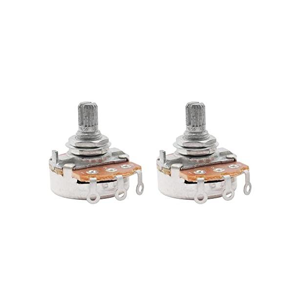 ★併売のため、在庫切れの際はご了承ください。発送委託により倉庫業者がお届けする場合がございます★ギター/ベース用金属合金製ミリ規格 ;フルサイズ;15mmスプリットシャフト; 直径6mmのローレットシャフト250KΩ、Bカーブパッケージ内容:2個