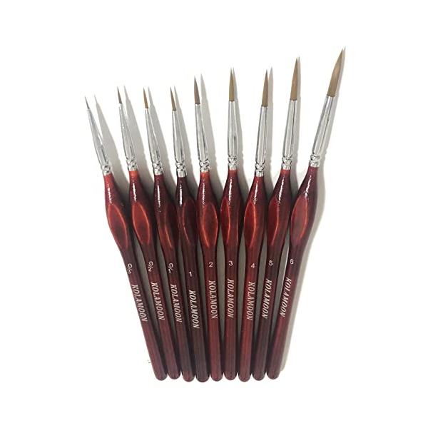 ★併売のため、在庫切れの際はご了承ください。発送委託により倉庫業者がお届けする場合がございます★?? KOLAMOON 9本極細美術画線筆、#000、#00、#0、#1、#2、#3、#4、#5、#6、豊かなサイズ、細い筆から太い筆まである程...