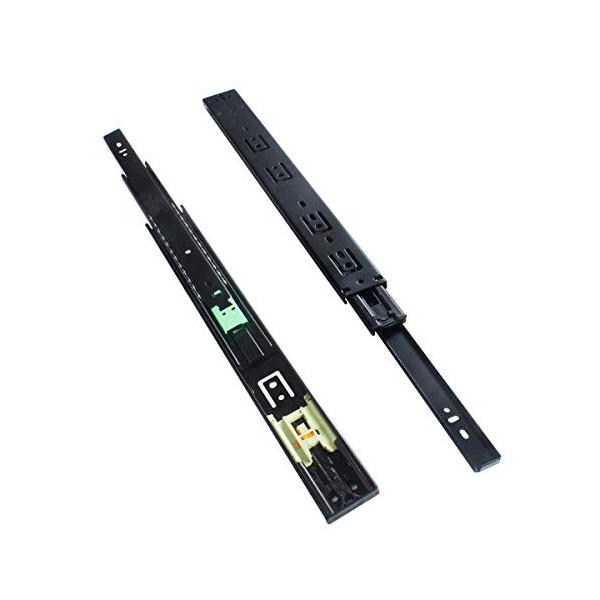 ★併売のため、在庫切れの際はご了承ください。発送委託により倉庫業者がお届けする場合がございます★ノブハンドル不要、押すと飛び出る引出しが作れる横付スライドレールです。最大負荷容量：45 kg。モデル: VF1245。完全スライドボール伸縮式...