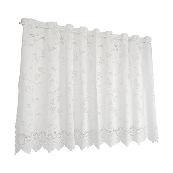 Arieアーリエ カフェカーテン サラサカフェ 150100cm ホワイト リーフ柄