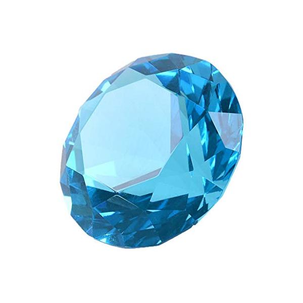 多色透明 水晶 ダイヤモンド 60mm ペーパーウェイト ガラス 文鎮 装飾品 誕生日 母の日 結婚記念日 プレゼント 妻 (藍色)