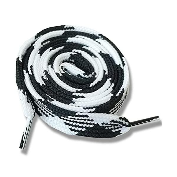 ★併売のため、在庫切れの際はご了承ください。発送委託により倉庫業者がお届けする場合がございます★【商品概要】カラー：白／黒サイズ（約）：［1本］幅1.5×長110cm入り数：2本入入り数：2本入【商品説明】[靴ひもの長さの目安] 穴数5~6...