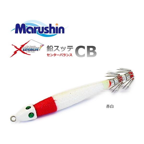 マルシン漁具 イカメタル用 鉛スッテ CB 25号 赤白 / メール便可