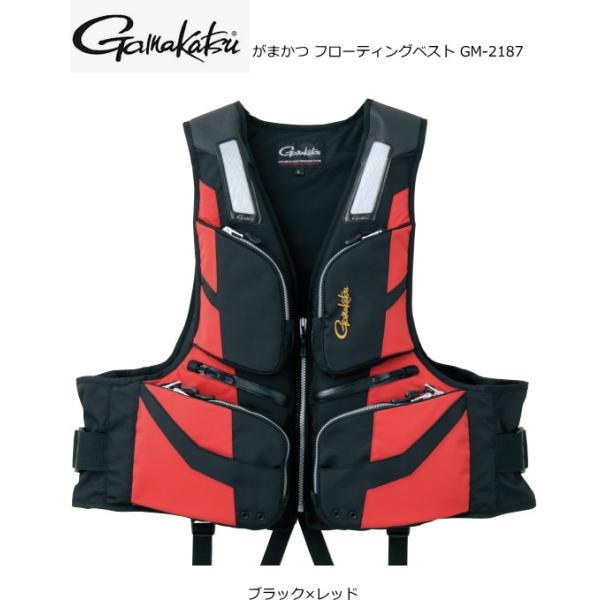 がまかつ Gamakatsu フィッシングベストGM-2187 サイズＬ Gamakatsu（がまかつ） フローティングベスト GM-2187 ブラック×レッド