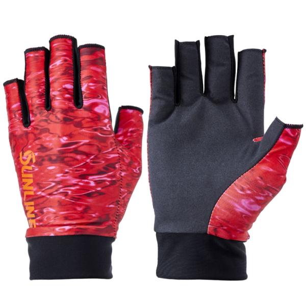 SUNLINE フィッシング インナーウェア サンライングローブ サンライン サングローブ5本カット SUG-703 レッド Mサイズ