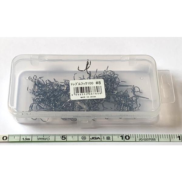 送料無料 トリプルフック 8号 トレブルフック 100本入り ケース付き