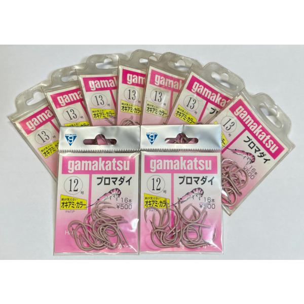 Gamakatsu（がまかつ） 送料無料 プロマダイ 12号2枚 ＋ 13号7枚セット