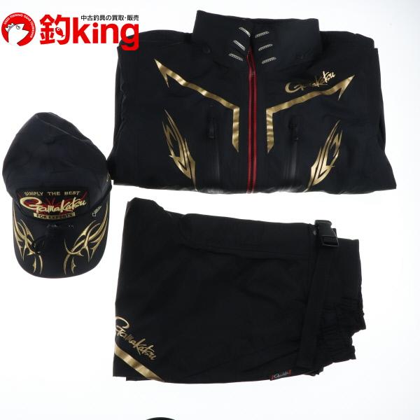 フィッシングレインスーツ GM3658 ブラックLサイズ　未使用 限定特価)がまかつ フィッシングレインスーツ GM3658 ブラック
