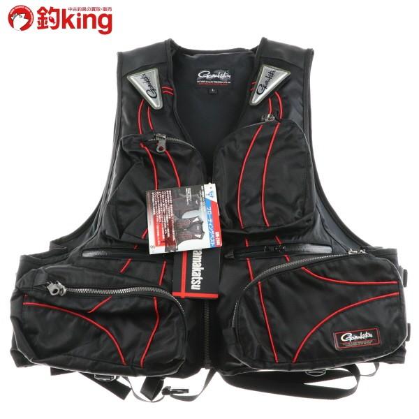 Gamakatsu フィッシング フローティングベスト LLサイズ 黒/赤