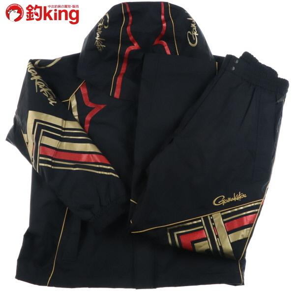 がまかつ フィッシングレインスーツ GM-3496 ブラック／レッド Mサイズ  
