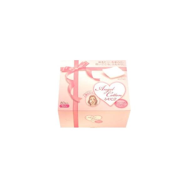 エンジェルコットン　ふわピュア　ソフトリッチコットン　(80枚入)　★内容量:80枚入　★コットンサイズ:60mm×70mm　★特長:肌あたり、なめらか。使いごこち、ふんわり。毛羽立ちにくい上質仕立て。天然コットン100％ 　■3層構造で、...