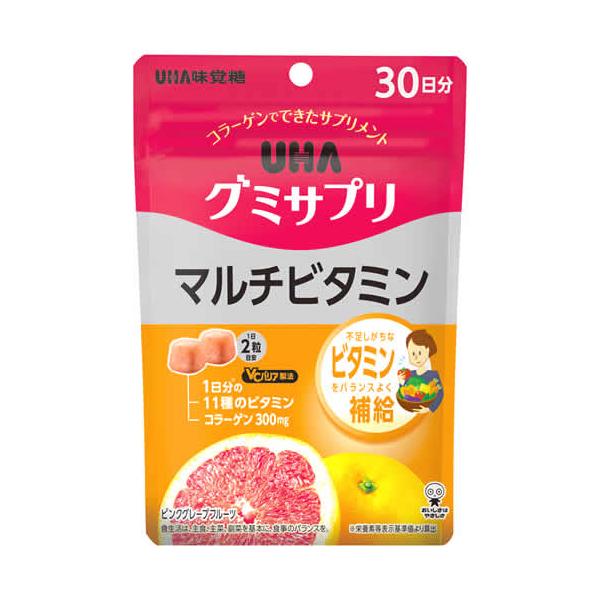 UHA味覚糖 グミサプリ マルチビタミン 30日分 (60粒) 栄養機能食品　JANコード：4902750709737　