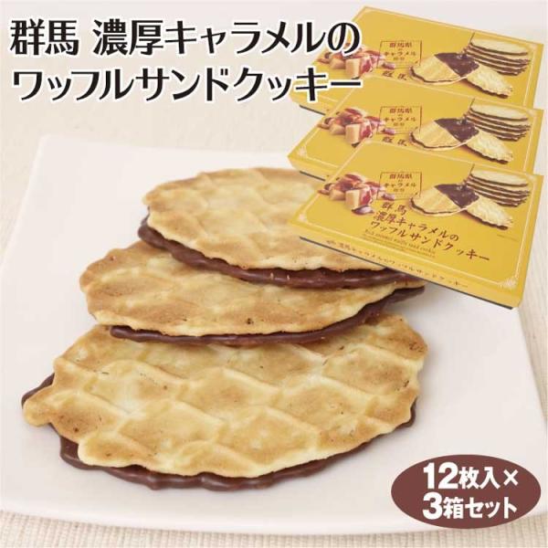 群馬 お土産 群馬 濃厚キャラメルのワッフルサンドクッキー 12枚×3個 群馬みやげ お土産 洋菓子 キャラメル チョコレート ワッフル サンド クッ