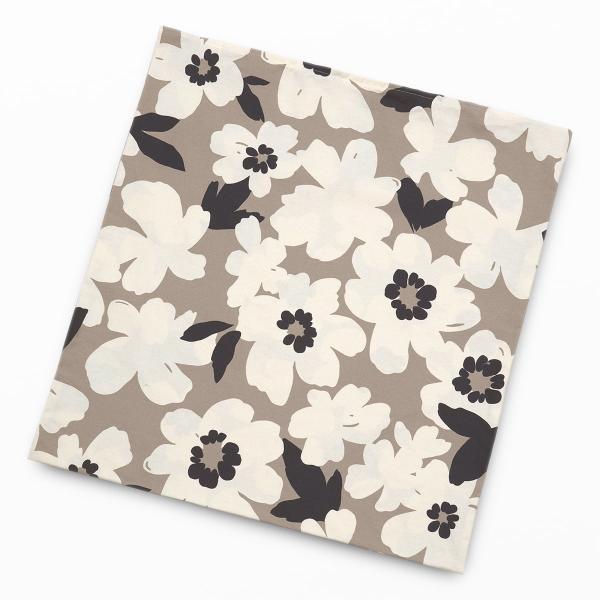 座布団カバー 約63×68cm 綿100％ 日本製 緞子判 アメリ グレーベージュ 座ぶとん ざぶとん クッション 花柄 北欧 フラワー 植物 ボタニカル 灰