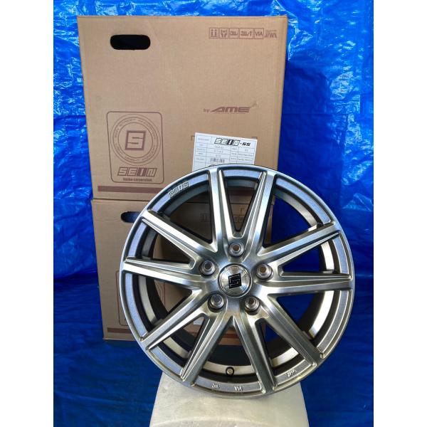 n_新品未使用展示品 ホイール4本セット 6.5J-16 +53 5H 114 SEIN SS シルバー