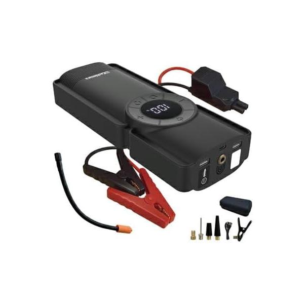n_ジャンプスターター+電動コンプレッサー 8000mAh KD-269 カシムラ バッテリー上り 緊急 スマホ 充電 LEDライト
