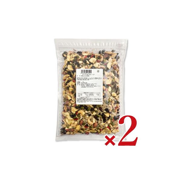 ナッツ、種、ドライフルーツの8種類をミックスした人気商品業務用パックで1kgどっさり入ったお徳用袋です。木の実やフルーツをバランス良くミックスした健康菓子。ナッツと種の食感と甘いドライフルーツのマッチングをぜひお楽しみください。