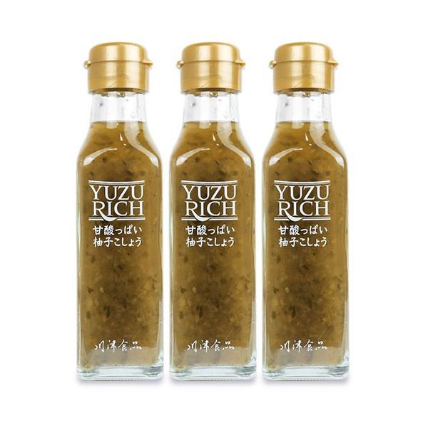 川津食品 甘酸っぱい柚子こしょう YUZURICH (ユズリッチ) 120ml × 3本