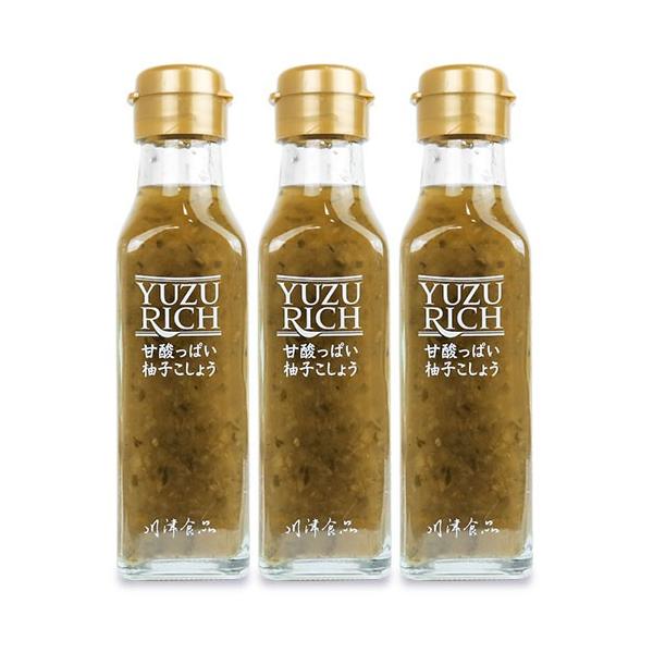 川津食品 甘酸っぱい柚子こしょう YUZURICH (ユズリッチ) 120ml × 3本