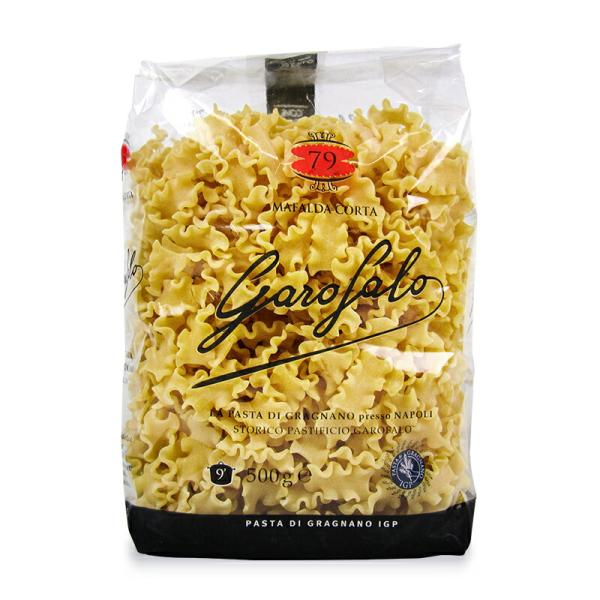 ソースのおいしさを逃さないグラニャーノIGPパスタあっさりとしたオイルベースのソースやスープの具におススメサヴォイア家王女マファルダの名前が付けられたフリルリボン形のパスタ。プロテイン含有量14％以上、グルテンインデックス85以上の厳選した...