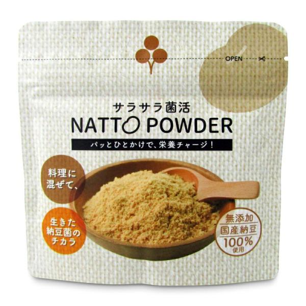 NATTO POWDERはこんなシーンでおすすめです● 納豆が苦手な方の栄養補完に● ダイエット中の栄養が気になる方● 離乳食／介護食や体調不良時のお食事に● オフィスのランチタイムに● 旅行・出張・アウトドアのお供に