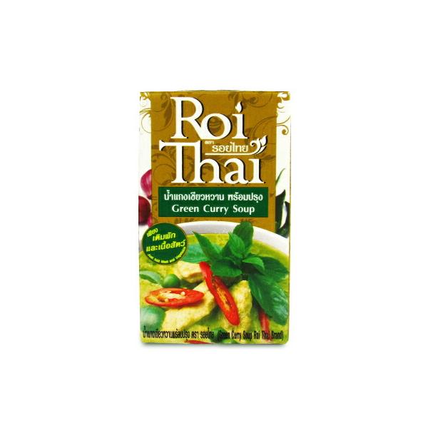 本場タイでも味で高い評価を受け人気を誇っているロイタイ（Roi Thai）のレトルトカレーです。鶏肉に茄子やタケノコ、きのこなどのお好みの野菜を炒めてから本品と一緒に煮込むだけで、本格的なタイのグリーンカレーが約2人前分作れます。