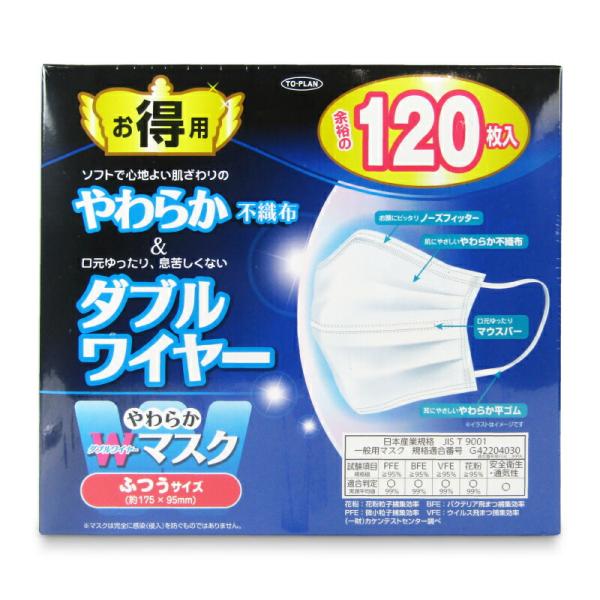 他サイト： 東京企画販売 やわらかＷワイヤーマスク 120枚入ふつうの商品画像