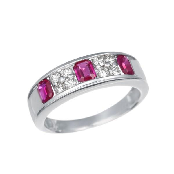 ホワイトゴールドのルビーリング ジュエリーツツミ K18ホワイトゴールドルビーリング : ジュエリー