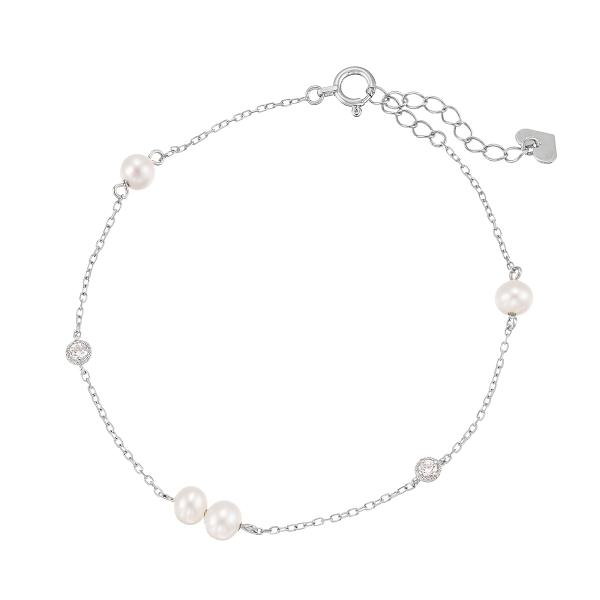 ジュエリーツツミ K10ホワイトゴールド淡水パールブレスレット