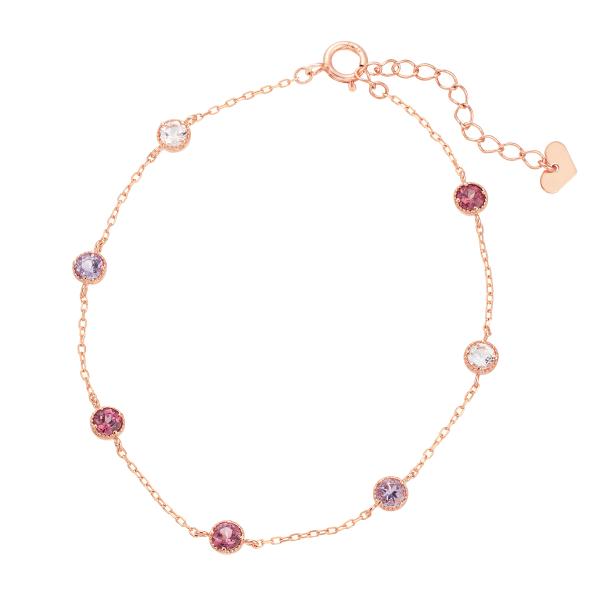 ジュエリーツツミ K10ピンクゴールドマルチストーンブレスレット