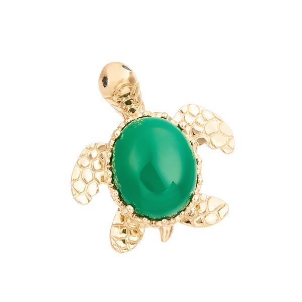 ジュエリーツツミ K10イエローゴールドメノウブローチ : ジュエリー