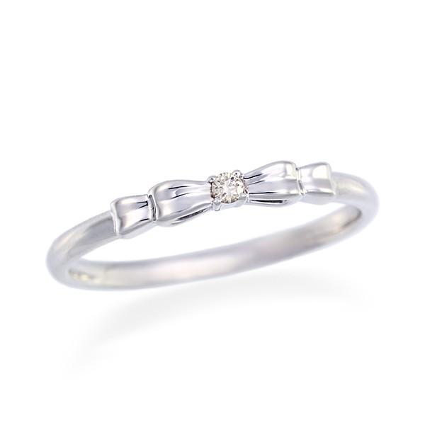 K10リング ジュエリーツツミ K10ホワイトゴールドダイヤモンドリング（ピンキー