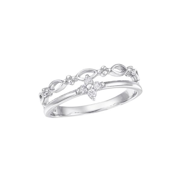 ジュエリーツツミ K10ホワイトゴールドダイヤモンドリング（ピンキー