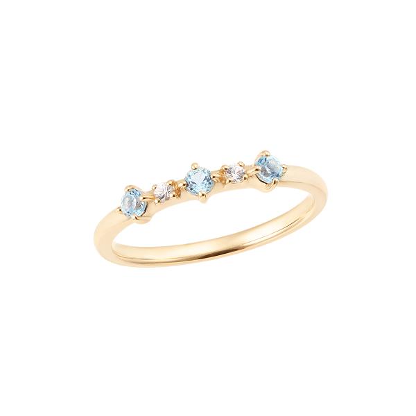 【ツツミ】K10 ピンキーリング ブルートパーズ　キュービックジルコニア ツツミ】K10 ピンキーリング ブルートパーズ キュービックジルコニア