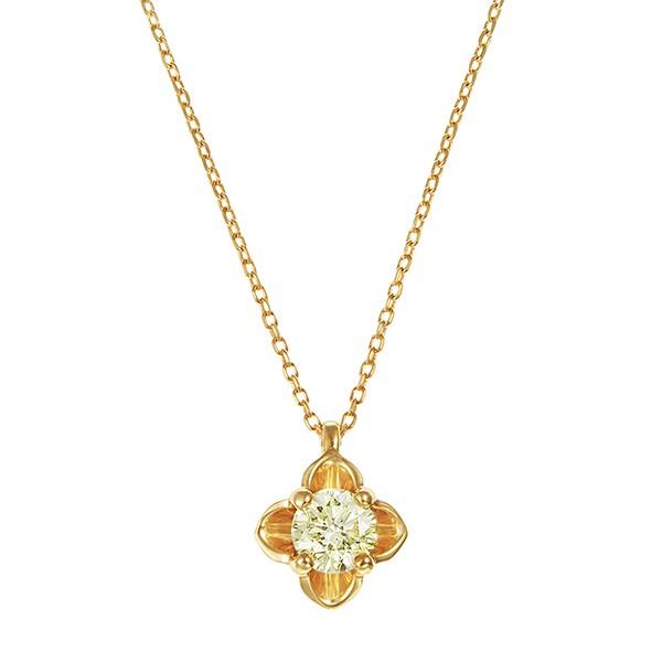 K18イエローゴールド鑑定書付ダイヤモンドネックレス（0.18カラット