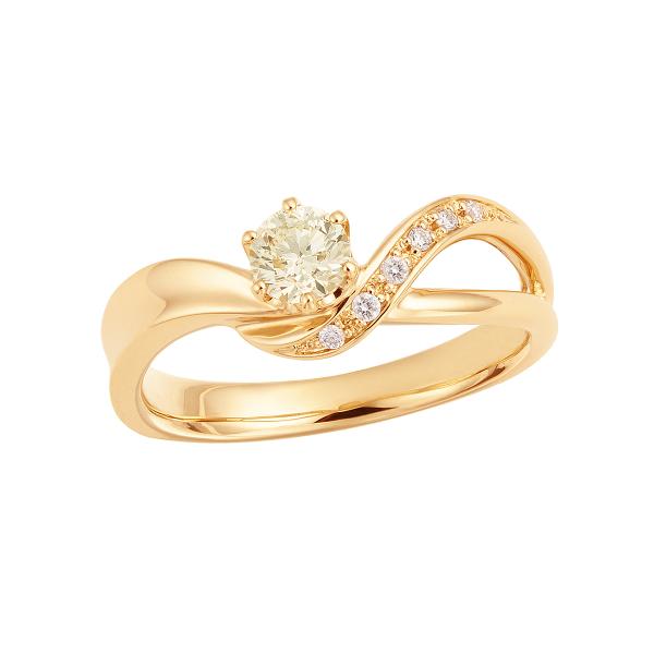 ジュエリーツツミ K18イエローゴールド鑑定書付ダイヤモンドリング