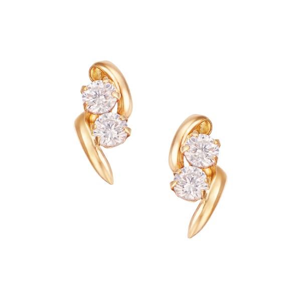 ジュエリーツツミ K18イエローゴールドキュービックピアス