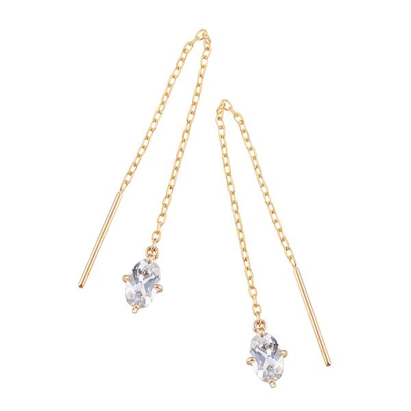 ジュエリーツツミ K10イエローゴールドホワイトトパーズピアス