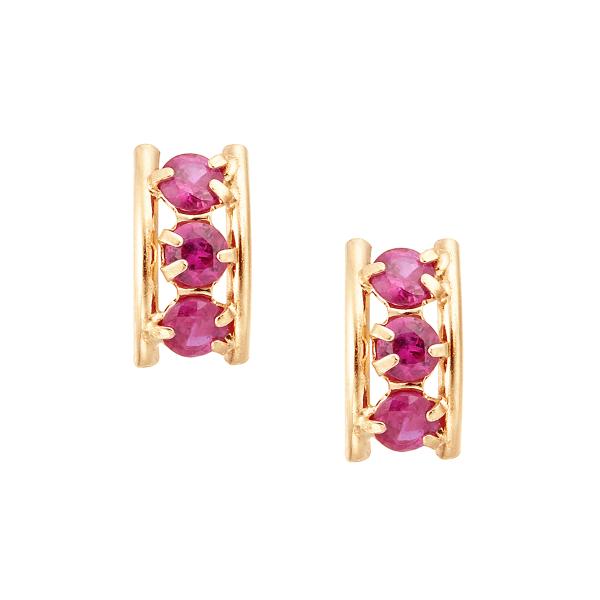 ジュエリーツツミ K18イエローゴールドルビーピアス : ジュエリー