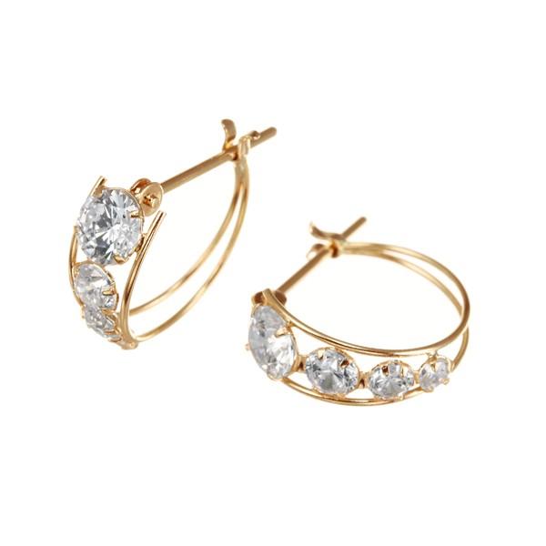 ジュエリーツツミ K18イエローゴールドキュービックピアス