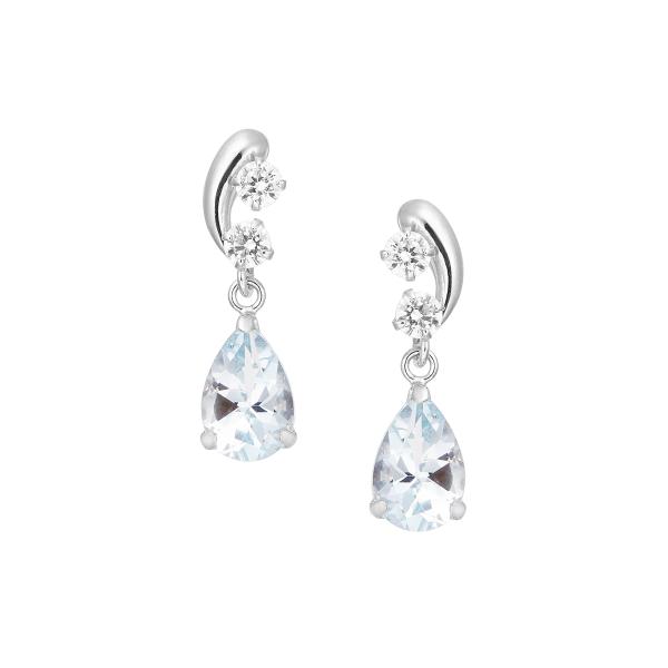 ジュエリーツツミ K10ホワイトゴールドアクアマリンピアス