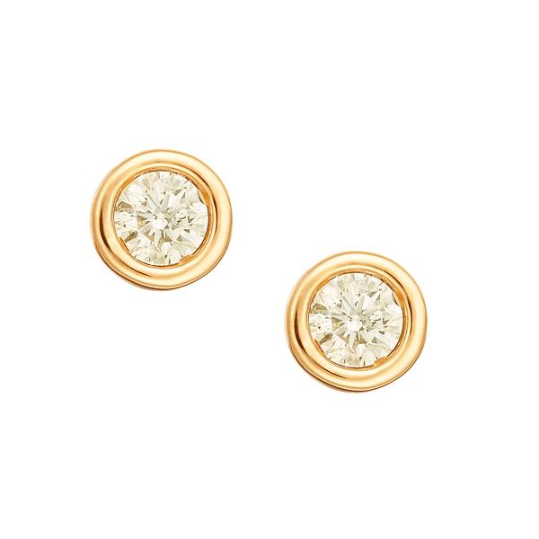 ジュエリーツツミ k18 イエローゴールドピアス 4mm k18キャッチ付き ジュエリーツツミ K18イエローゴールドダイヤモンドピアス
