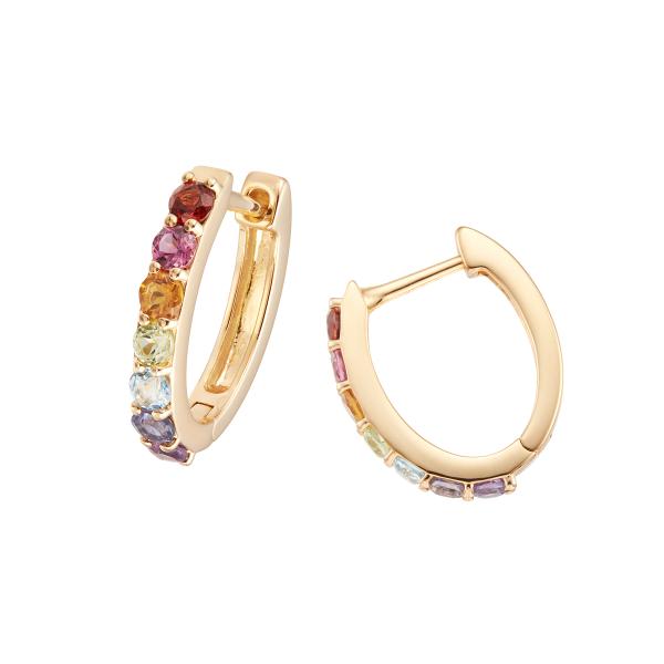 ジュエリーツツミ K10イエローゴールドマルチストーンピアス