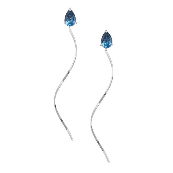 ジュエリーツツミ K10ホワイトゴールドロンドンブルートパーズピアス