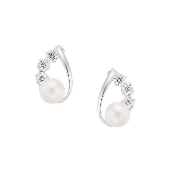 TSUTSUMI ジュエリーツツミ ピアス キュービック 淡水パール K10YG ジュエリーツツミ K10ホワイトゴールド淡水パールピアス（4mm