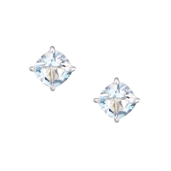ジュエリーツツミ K10ホワイトゴールドアクアマリンピアス