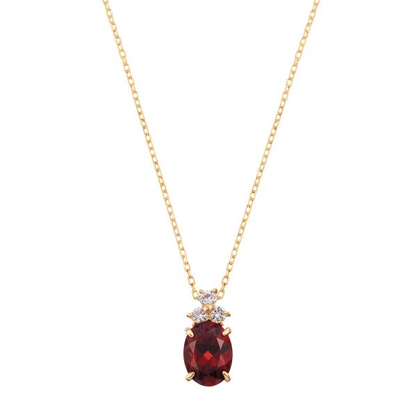【美品】ジュエリーツツミ　PT アルマンダインGダイヤモンド付きネックレス ジュエリーツツミ K10イエローゴールドアルマンダインガーネット